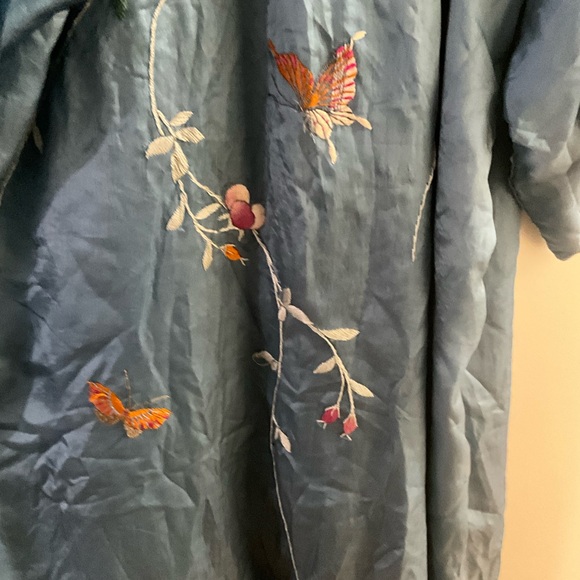Antique Japanese Silk Embroidered Kimono C. 1930s, Art Deco Handmade Embroidery - Picture 7 of 10